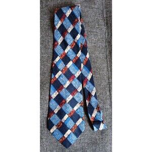 Tie 70s 80s 90s Y2K New Vintage Stock Lamberti Blue Brown Beige 59 Inches